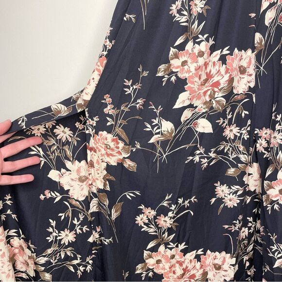 Lulus Feel The Music Dress Floral Maxi Halter Flowy Long Midnight Blue XS New - Picture 6 of 11